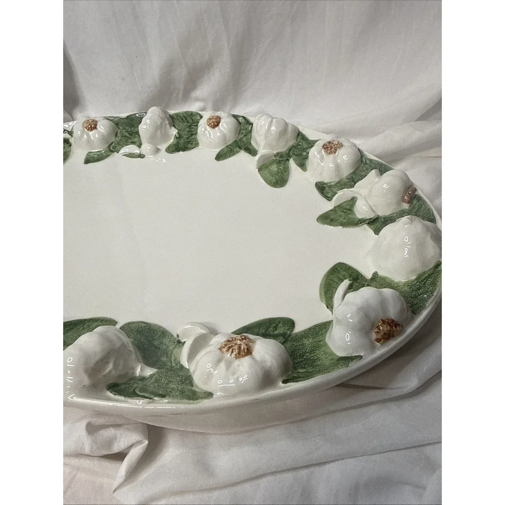 VTG Intrada Italy Aglio Garlic Ceramic Platter Hand Painted Majolica Oval 19